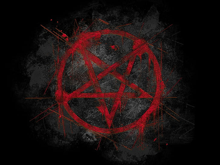 horror, black, pentagram, blood, HD wallpaper