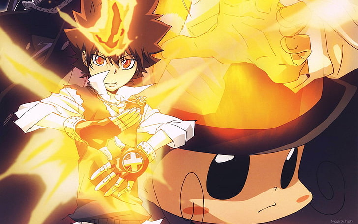 HD wallpaper: yellow haired boy anime character illustration, Katekyō  Hitman Reborn! | Wallpaper Flare