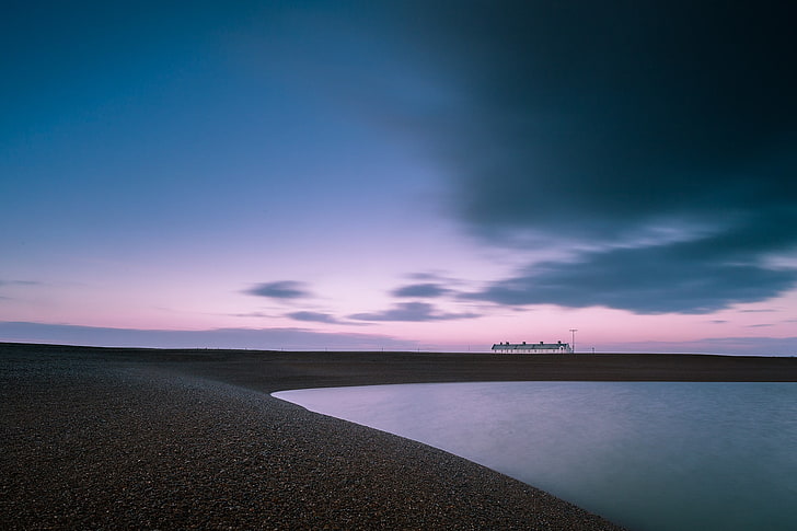 calm body of water, nature, landscape, England, horizon, sea, HD wallpaper