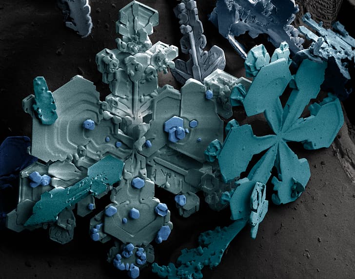 crystal, snow, Ice crystals, microscopic, electron microscope, HD wallpaper