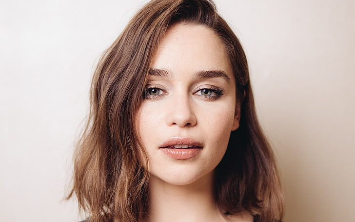 woman's face, women, auburn hair, Emilia Clarke, actress, blue eyes