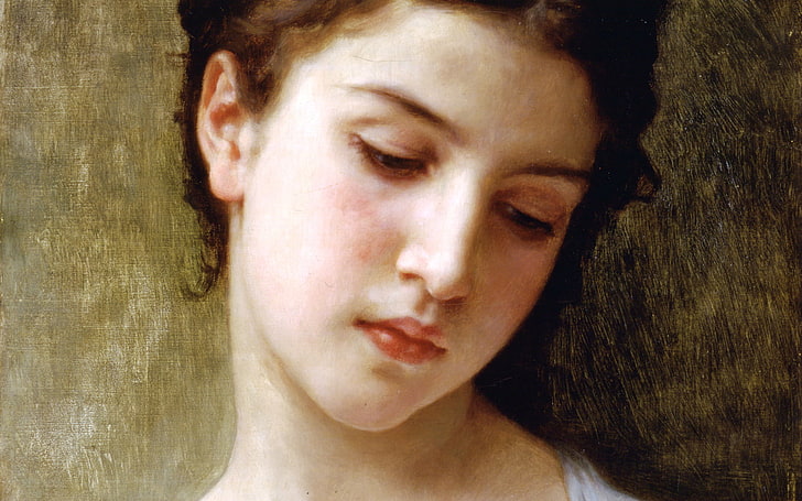 William Adolphe Bouguereau, woman's face painting, Art And Creative