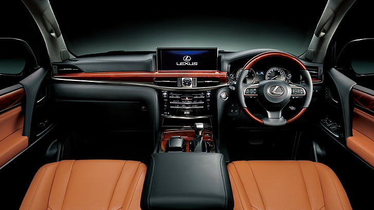 interior photo of Lexus vehicle, Lexus LX 570, black, test, HD wallpaper