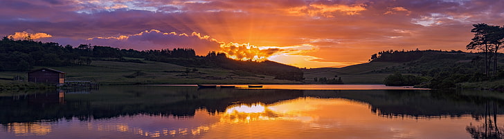 Beautiful Sunset Lake, Nature, Lakes, View, Travel, Landscape, HD wallpaper