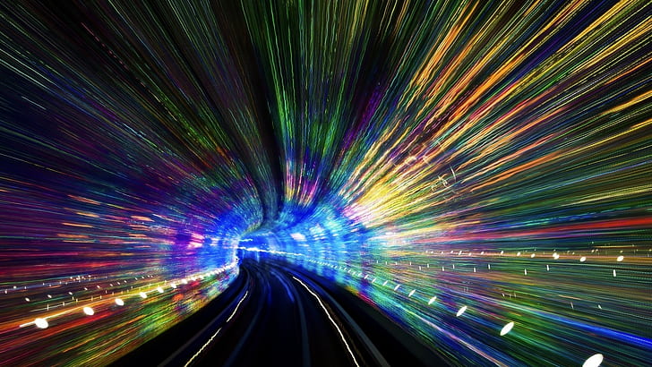 subway, tunnel, colorful, motion blur, lines, railway