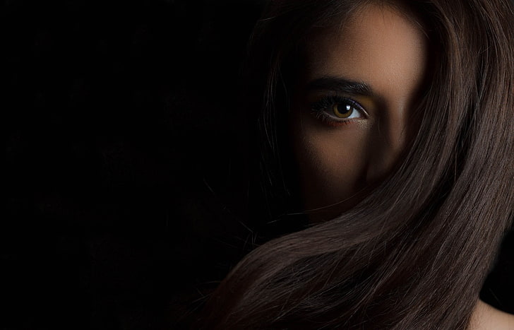 women, face, portrait, 500px, studio shot, black background