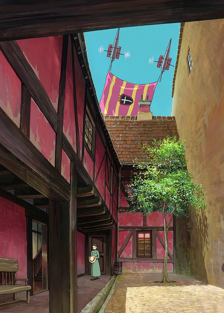 anime, Studio Ghibli, Hauru no Ugoku Shiro, architecture, building exterior, HD wallpaper