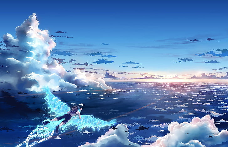 white clouds, One Piece, Portgas D. Ace, anime, cold temperature