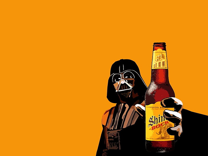 Food, Beer, Darth Vader, Orange, Star Wars, bottle, copy space, HD wallpaper