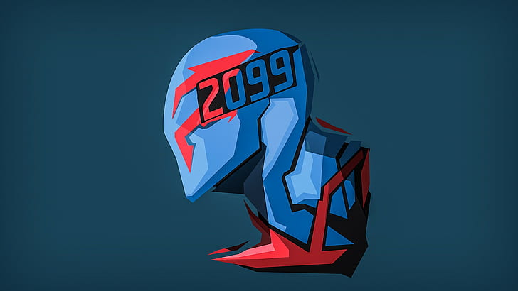 Spider-Man 2099, numbers, blue background, HD wallpaper
