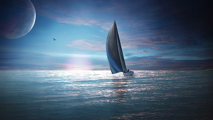 Sailing Boat, sail boat on body of water wallpaper, nature and landscape, HD wallpaper