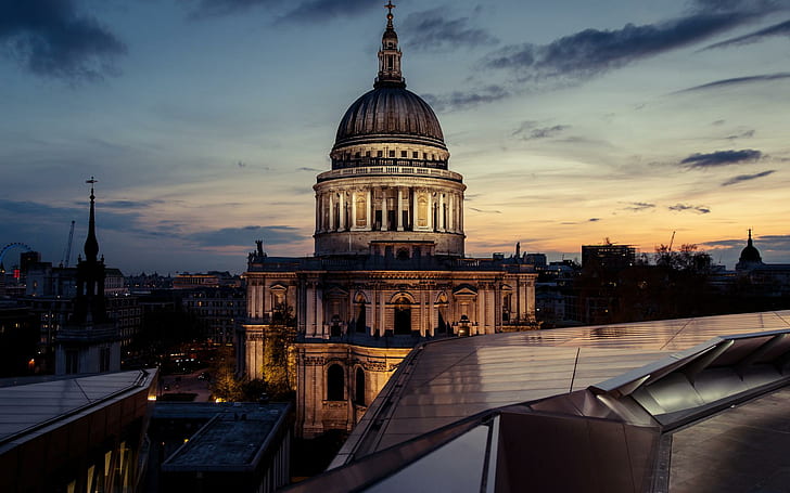 England Night St Pauls Cathedral London Uk Sunset High Resolution