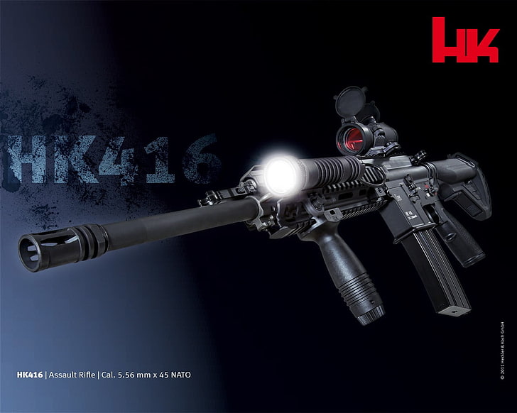 black and gray paintball gun, rifles, military, HK 416, weapon