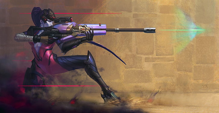 woman holding sniper rifle illustration, Overwatch, Blizzard Entertainment