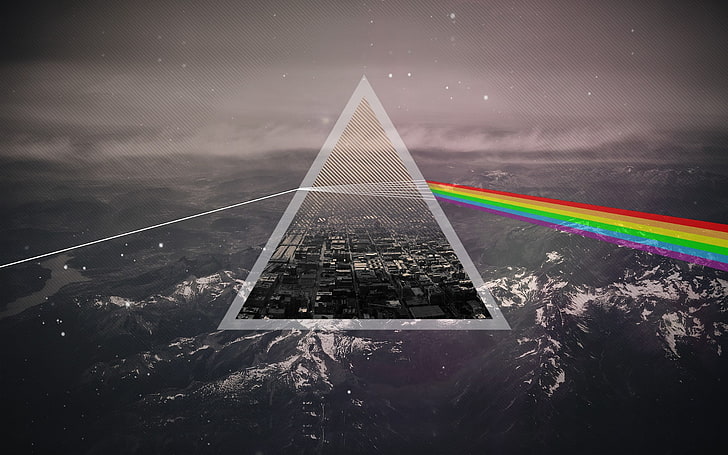 Pink Floyd, The Dark Side of the Moon, triangle, mountains, HD wallpaper