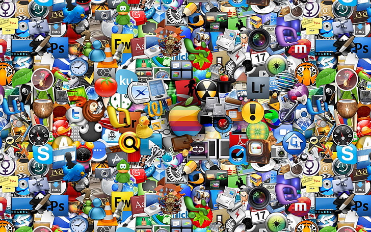icons, internet, multi colored, large group of objects, full frame, HD wallpaper