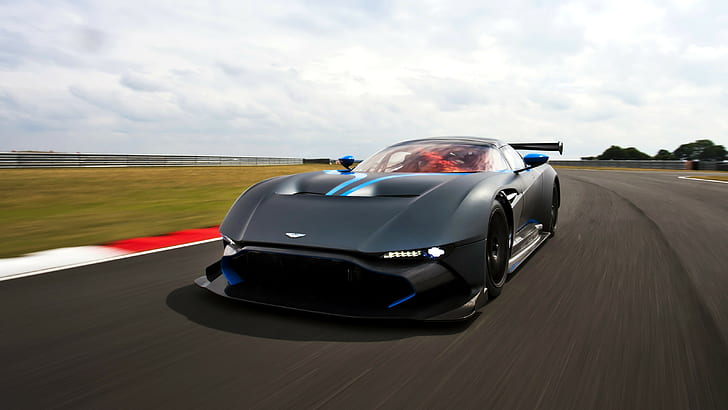 2015, Aston Martin, Vulcan, black racing car, In 2015, an Aston Martin, HD wallpaper