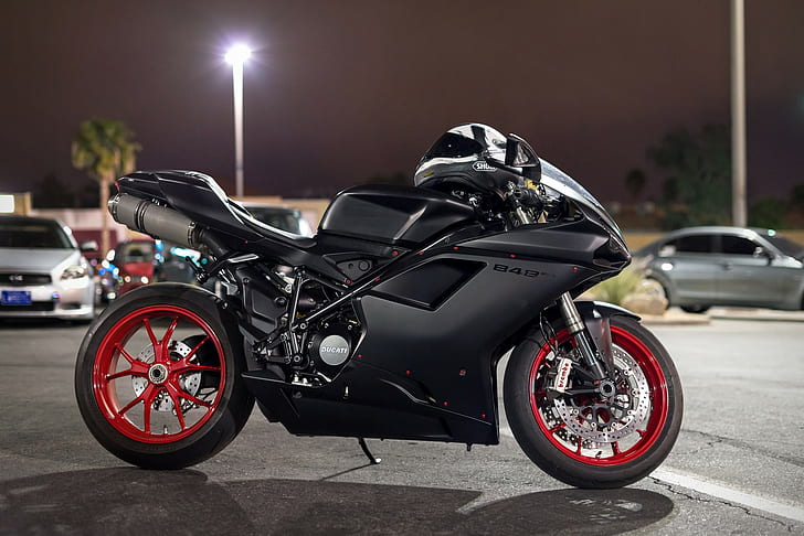 Ducati, 848,, black and gray sports bike, superbike, motorcycle