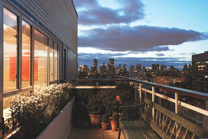 design, style, interior, balcony, megapolis, New York city, HD wallpaper