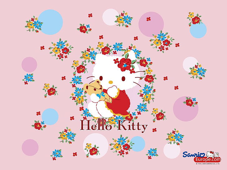 Bear Flowers Hello kitty and your bear surrounded by flowers Anime Hello Kitty HD Art, HD wallpaper