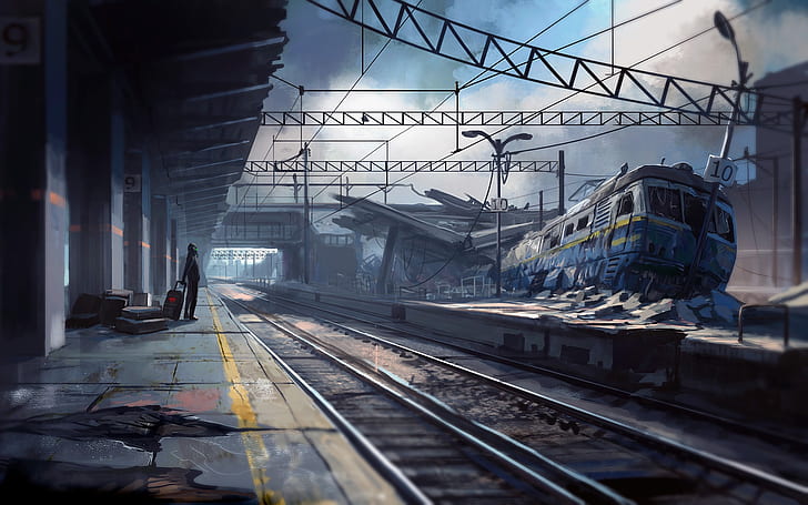 Armageddon, abandoned train station, creative pictures, HD wallpaper