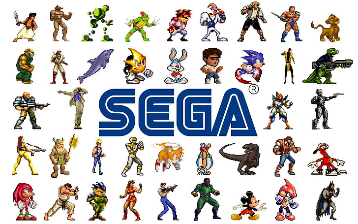 Sega characters wallpaper, sonic, tiny toon, shinobi, aladin