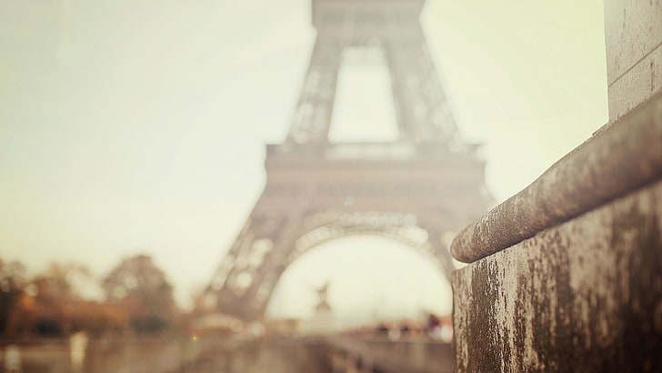 Eiffel Tower, Paris, city, street, high view, road, architecture
