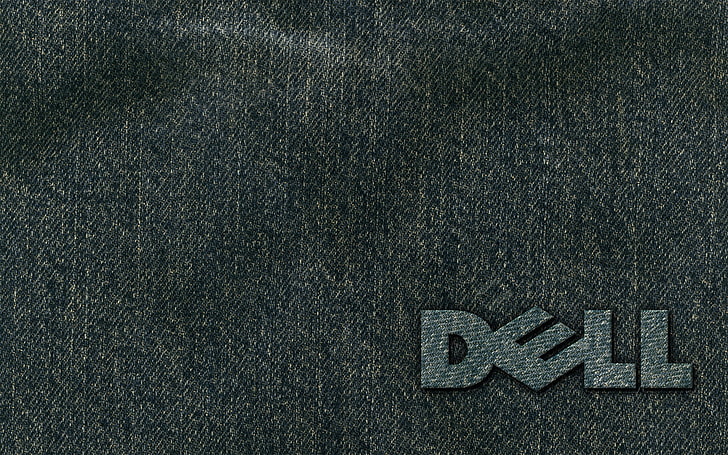 gray Dell textile, computers, company, brand, jeans, denim, blue, HD wallpaper