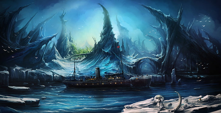 ship, sannikov land, Arctic Ocean, ghost island, The Sannikov Land, HD wallpaper