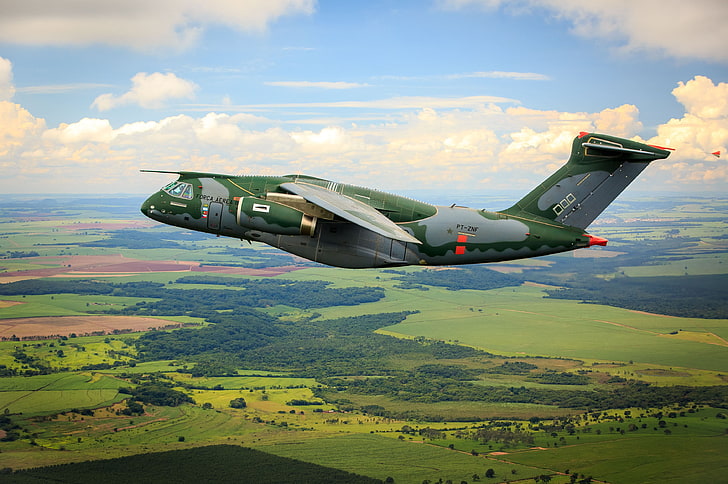 FAB, Embraer, KC-390, military aircraft, Force Air Brazilian, HD wallpaper