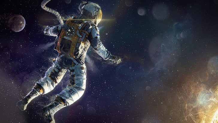 cosmos, visual effects, outer space, astronaut, stars, darkness, HD wallpaper