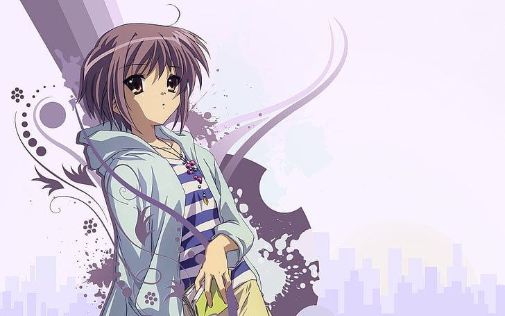 HD wallpaper: gray haired female anime character, yuki nagato, girl, jacket  | Wallpaper Flare