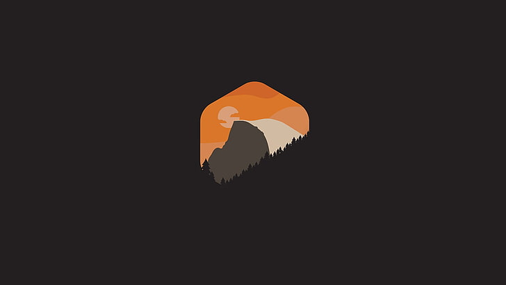 minimalism, Yosemite National Park, Half Dome, sky, copy space, HD wallpaper