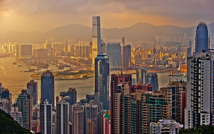 high rise buildings, city, cityscape, Hong Kong, China, building exterior, HD wallpaper