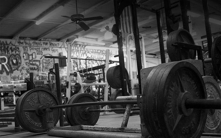 working out exercise barbell gyms, wheel, indoors, transportation, HD wallpaper