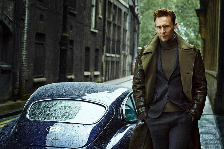 tom hiddleston, jaguar, car, man, style, HD wallpaper
