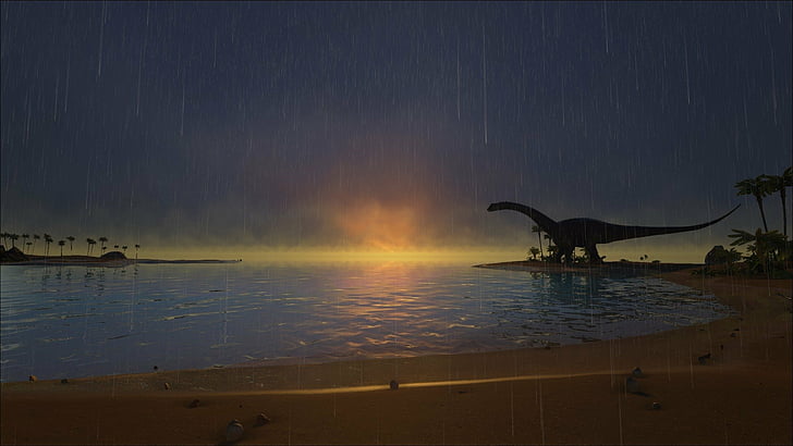 Video Game, ARK: Survival Evolved, Argentinosaurus, Beach, Dinosaur, HD wallpaper