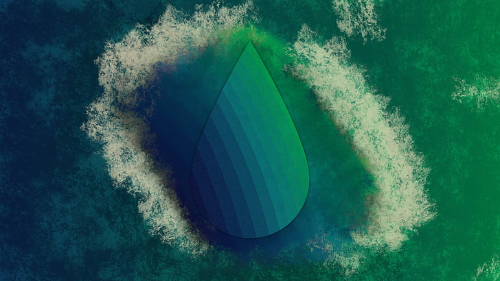 green and blue abstract illustration, metalanguage, fluid, green color, HD wallpaper