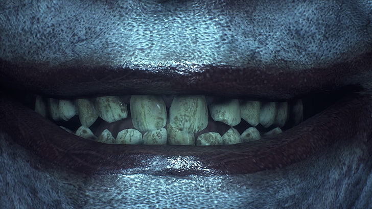 human's teeth, Batman, Joker, close-up, no people, animal body part