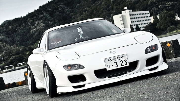 Mazda RX7, white car, Japan, HD wallpaper