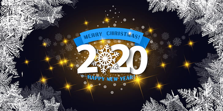 Holiday, New Year 2020, Happy New Year, Merry Christmas, Snowflake, HD wallpaper
