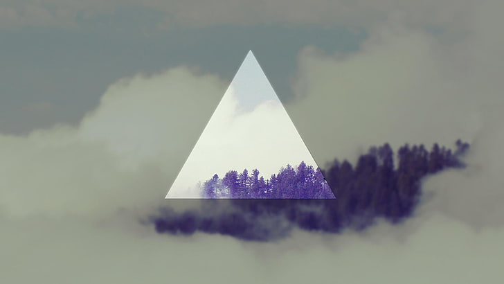 purple trees, landscape, geometry, low poly, shapes, triangle