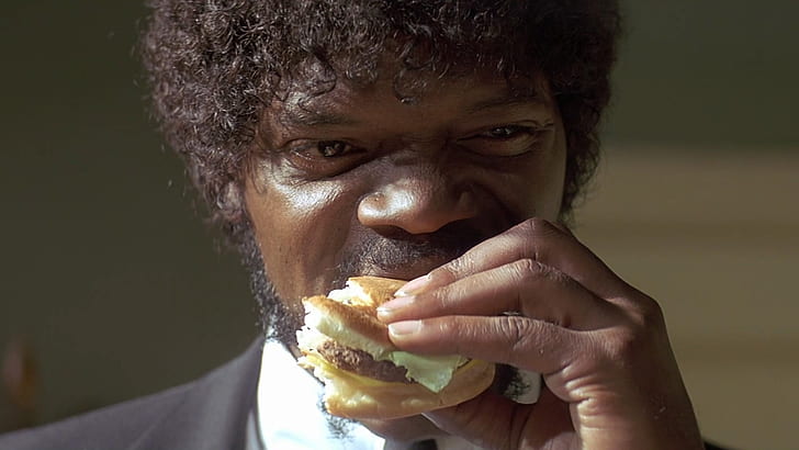 movies pulp fiction samuel l jackson actors faces eating big mac tasty burger 1920x1080 wallpape People Actors HD Art