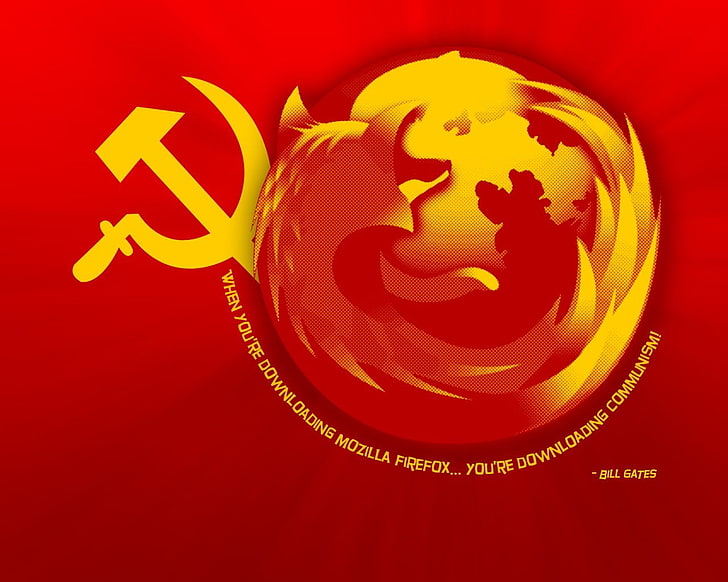 two red and white ceramic bowls, humor, Mozilla Firefox, communism, HD wallpaper