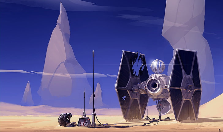gray space ship illustration, Star Wars, sky, nature, no people, HD wallpaper