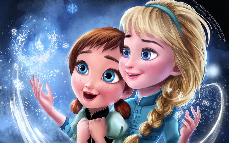 Frozen Elsa Anna Sisters, portrait, girls, women, females, child