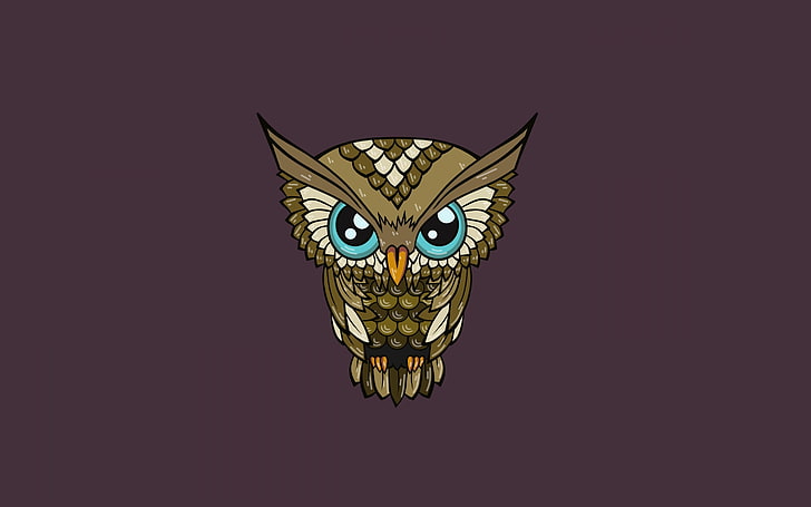 Owl logo, digital art, minimalism, nature, simple background, HD wallpaper