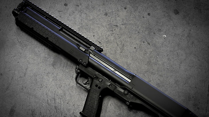 black semi-automatic pistol, ksg-12, shotgun, weapon, handgun, HD wallpaper