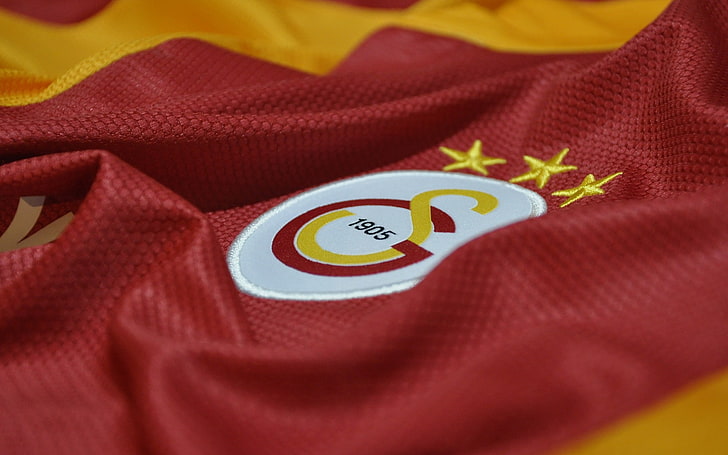 closeup, Depth Of Field, Galatasaray S.K., logo, red, shirt, HD wallpaper