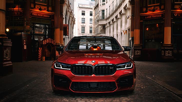 Red, Street, F90, M5 Competition, HD wallpaper